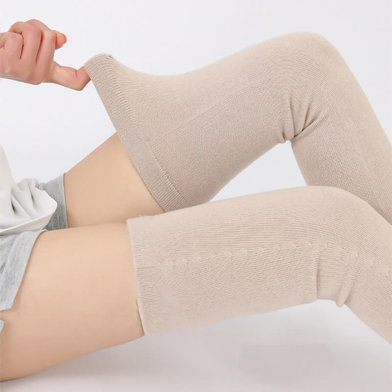 Solid Color Thin Knitted Elastic Thigh Sleeves