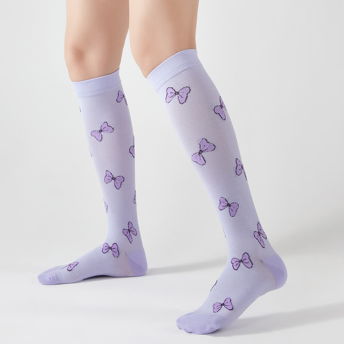Fruit Animal Print Compression Knee High Socks(4 Pairs) - Purple - EU37-42(US4-8.5) - image 4