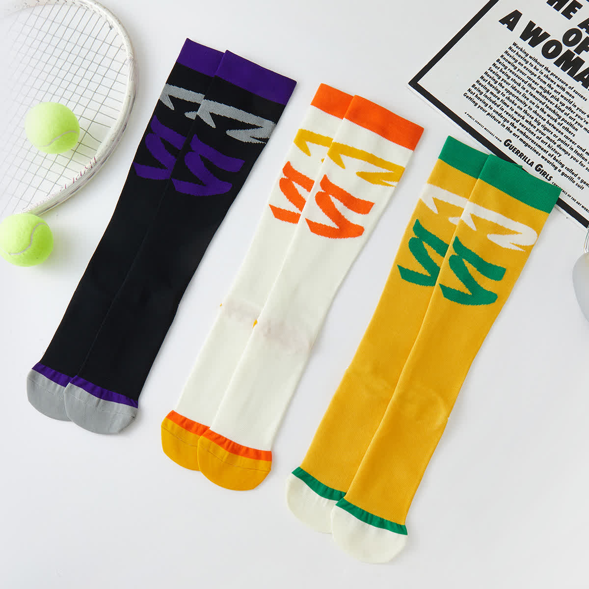 Colorblock Compression Knee High Socks(3 Pairs)