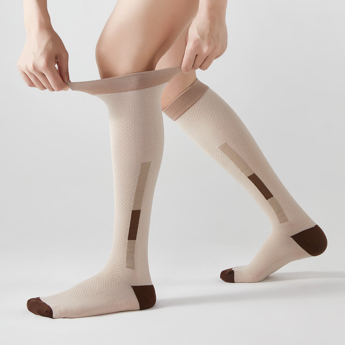 Simple Rectangular Colorblock Compression Knee High Socks(5 Pairs)