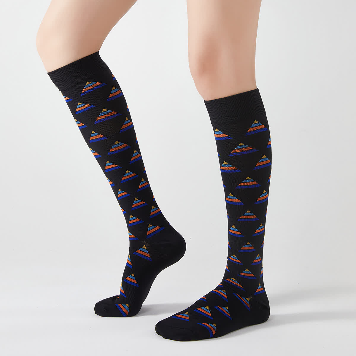 Geometric Graphic Compression Knee High Socks(5 Pairs)