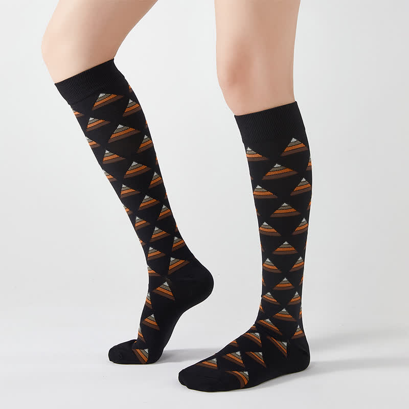 Geometric Graphic Compression Knee High Socks(5 Pairs)