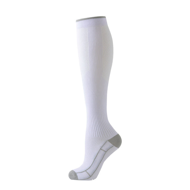 Running Travel Knee High Compression Socks(4 Pairs) - White - S/M - image 7