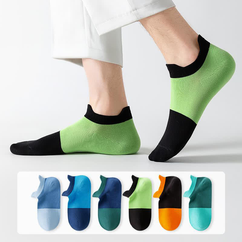Cotton Color Block Breathable Ankle Socks(6 Pairs)