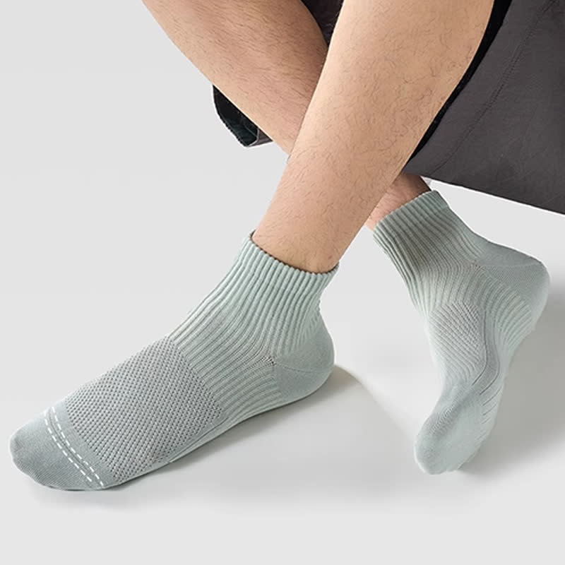 Cotton Solid Color Mesh Breathable Basic Ankle Socks(6 Pairs)