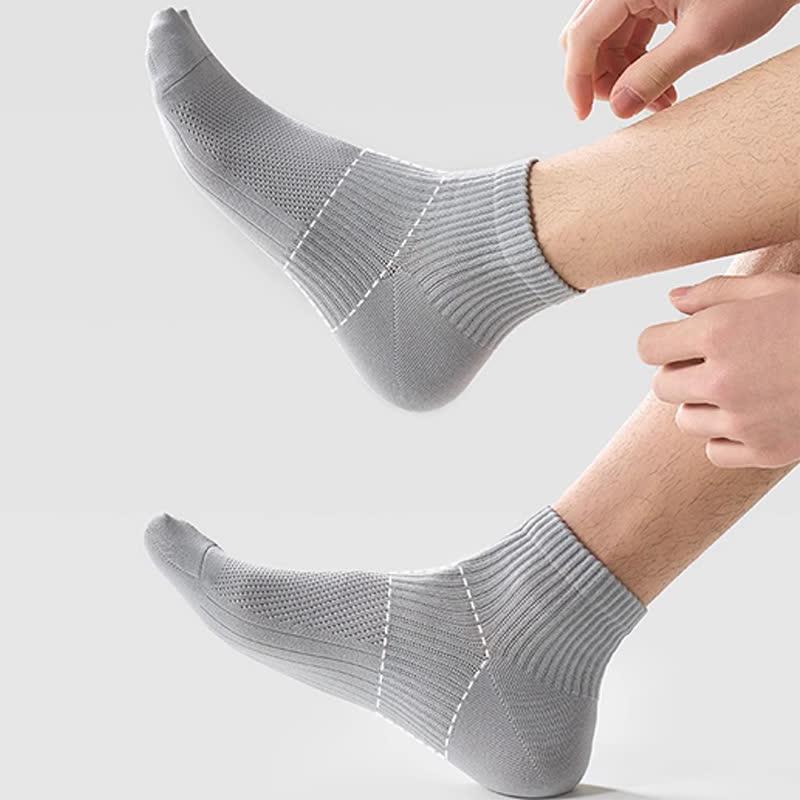 Cotton Solid Color Mesh Breathable Basic Ankle Socks(6 Pairs)