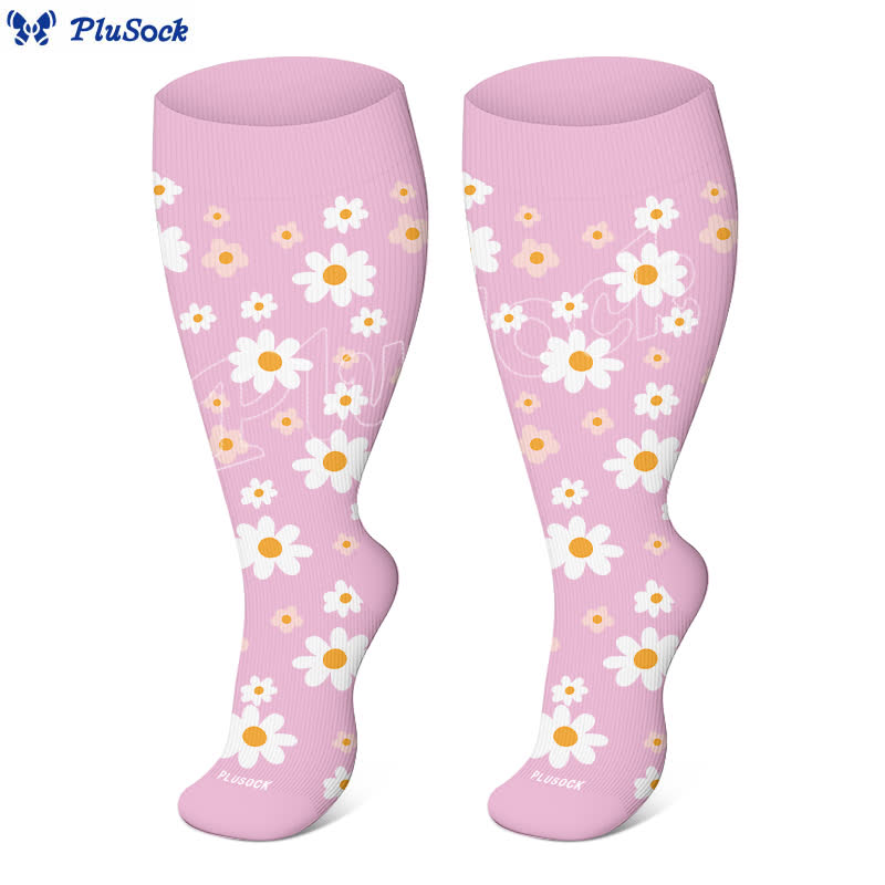 Plus Size Daisy Lemon Print Compression Socks(3 Pairs) - image 3