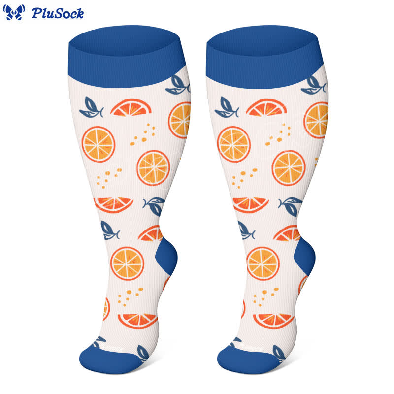 Plus Size Daisy Lemon Print Compression Socks(3 Pairs) - image 2