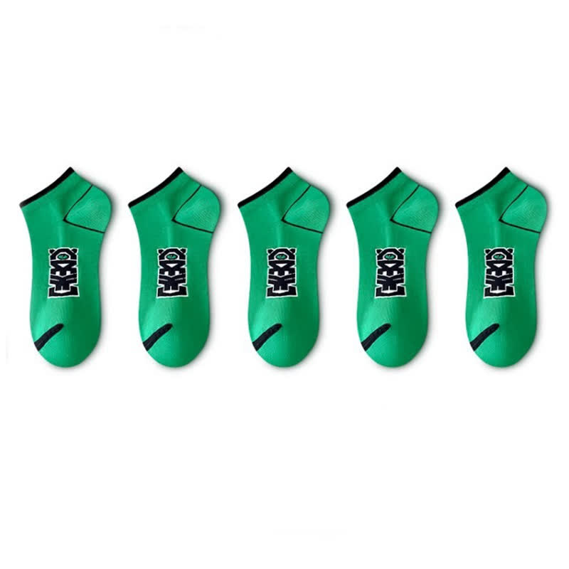 Stripe Series Cotton Ankle Socks(5 Pairs) - Green - EU36-44(US3-10) - image 11