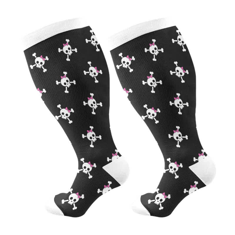 Plus Size Halloween Fun Skull Print Compression Socks - B - 4XL - image 7