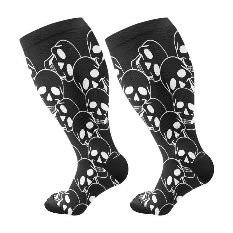 Plus Size Halloween Fun Skull Print Compression Socks - image 8