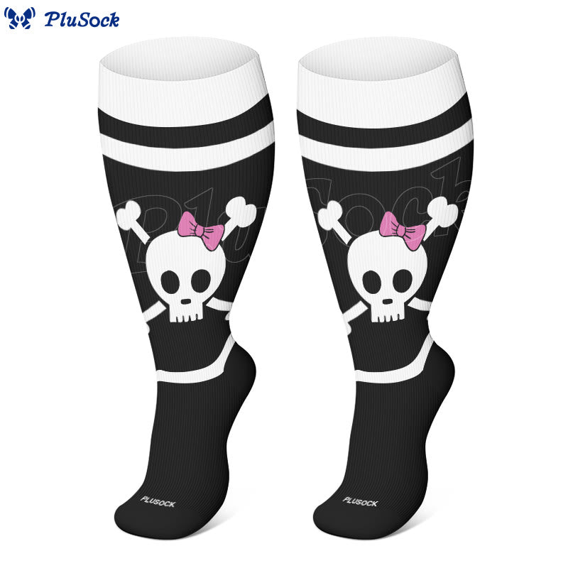 Plus Size Halloween Fun Skull Print Compression Socks - image 5