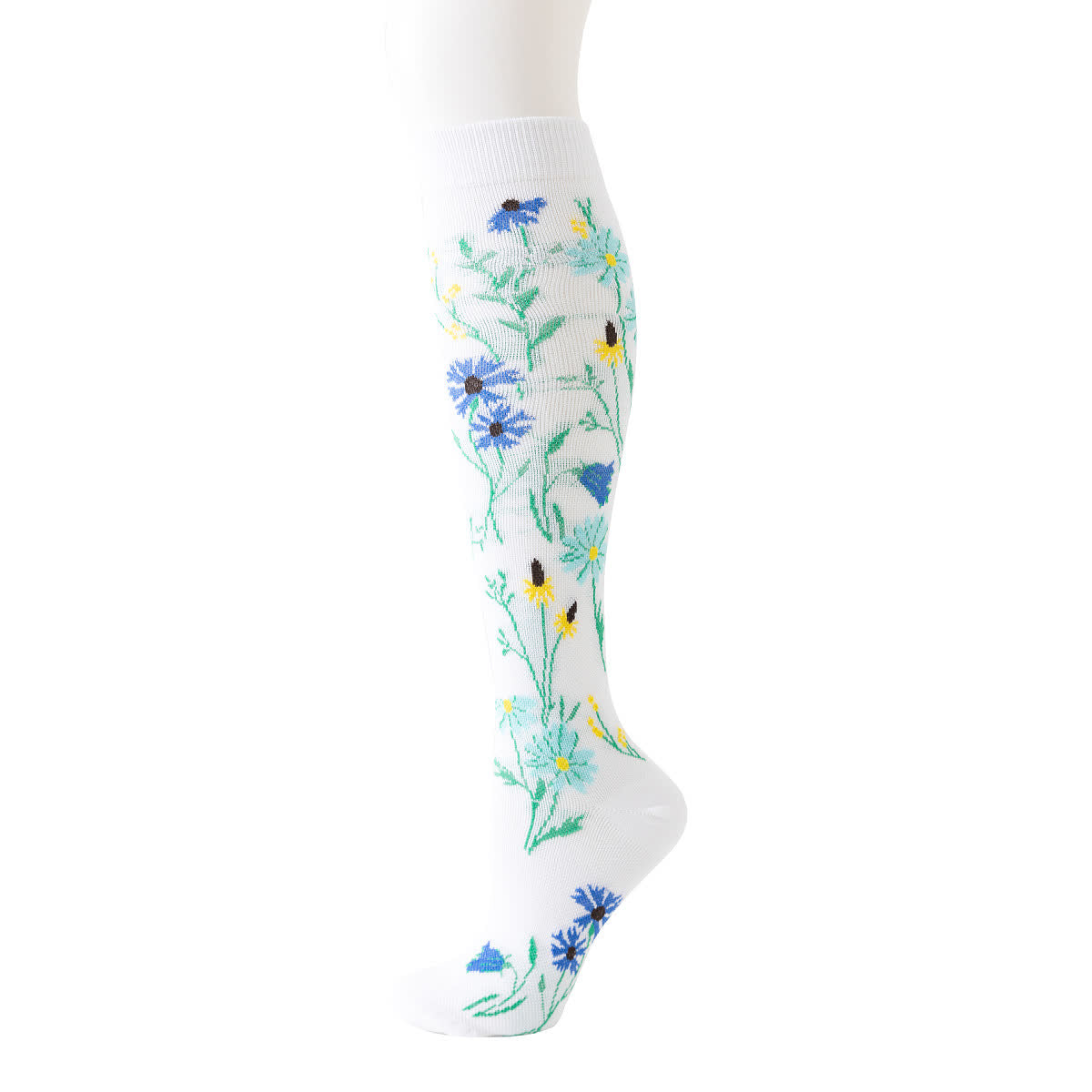 White Floral Series Compression Socks(6 Pairs) - Blue - L/XL - image 7