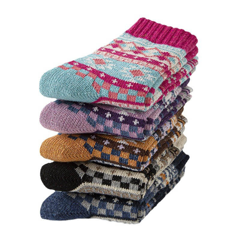 Thick Ethnic Style Quarter Socks(5 Pairs) - image 10