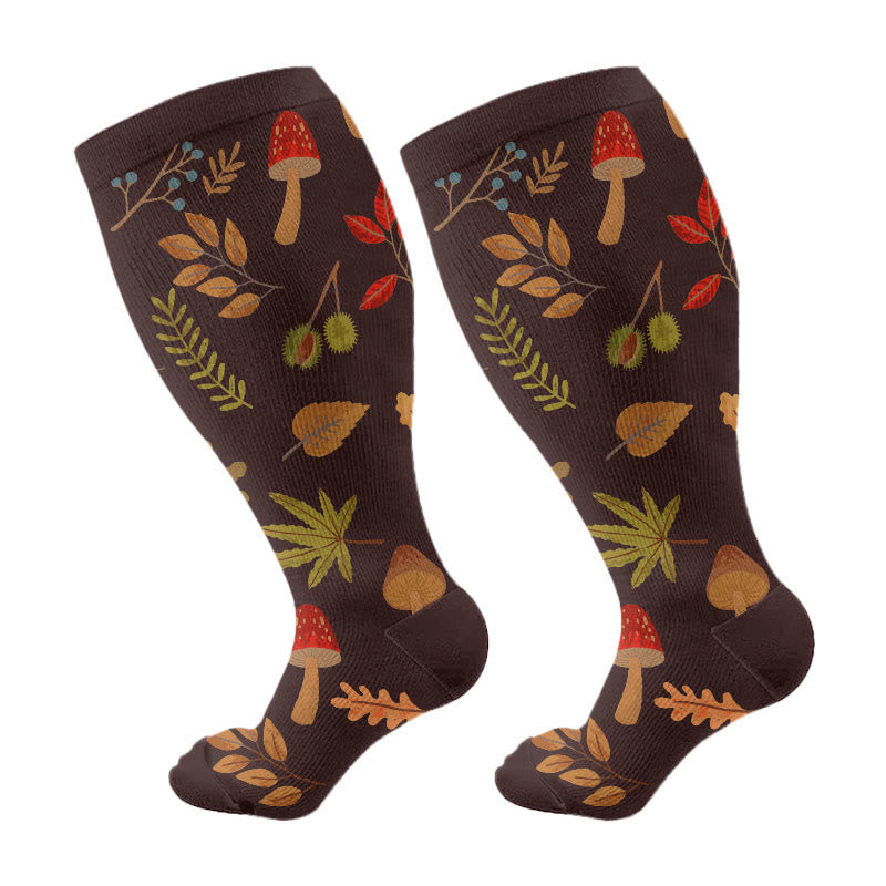 Plus Size Autumn Hedgehog Compression Socks - Brown - 4XL - image 5