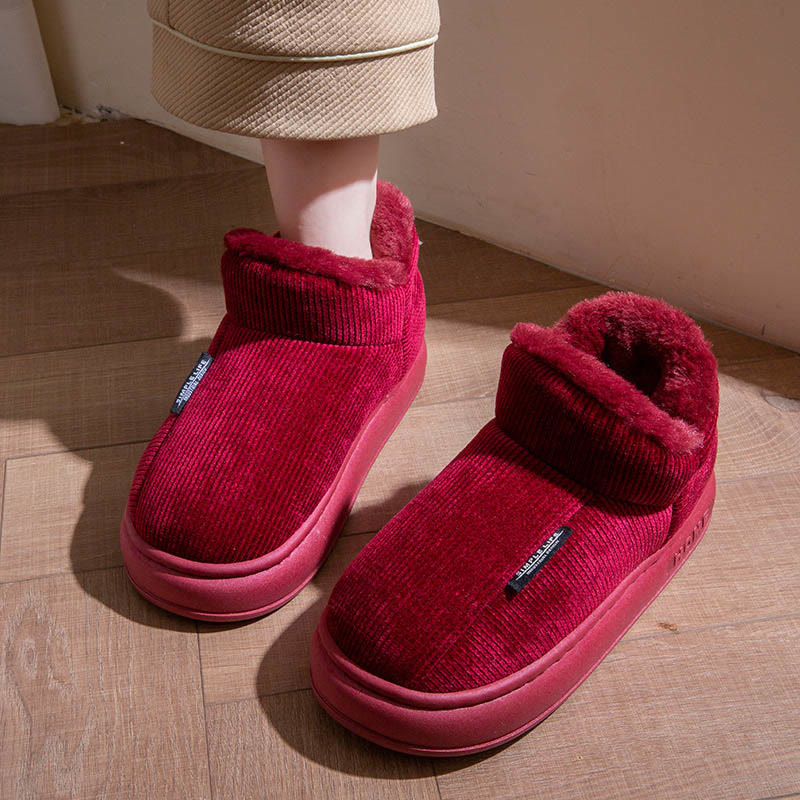 Plus Size High Top Winter Slippers - Wine - EU43-44(US9-10) - image 3