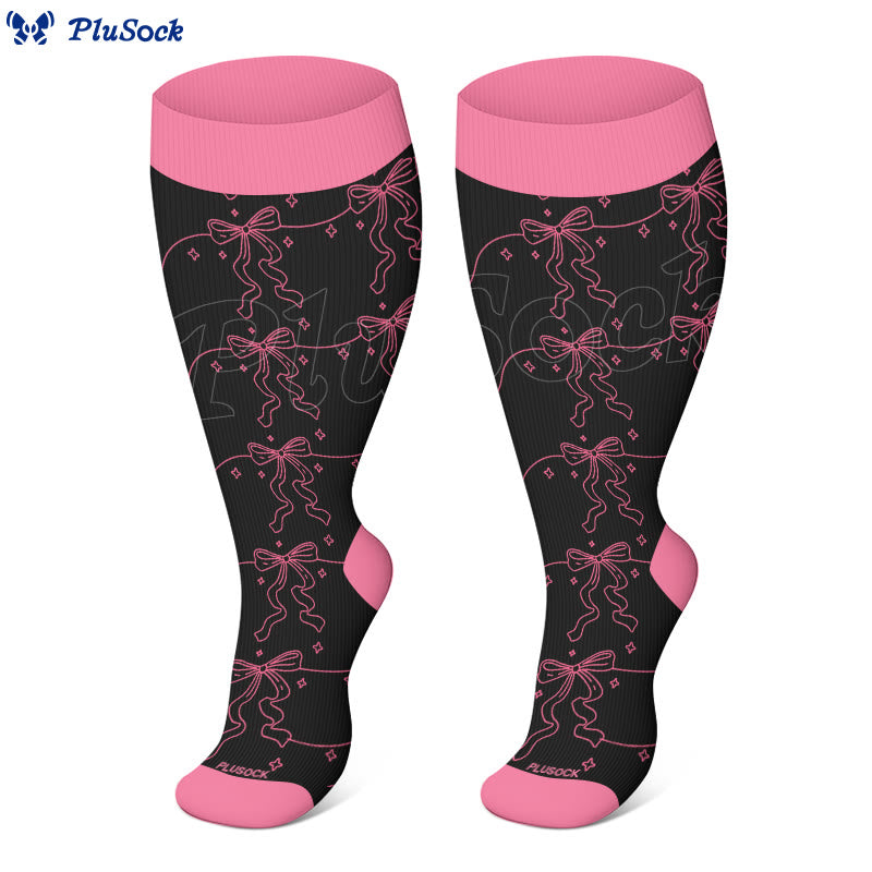 Plusock Plus Size Pink Bows Compression Socks(3 Pairs) - image 4
