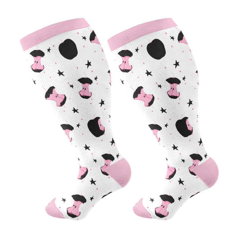 Plusock Plus Size Pink Bows Compression Socks(3 Pairs) - White(1 Pair) - 4XL - image 6