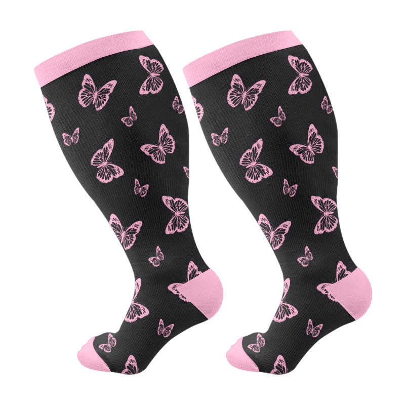 Plusock Plus Size Pink Bows Compression Socks(3 Pairs) - Pink(1 Pair) - 4XL - image 5