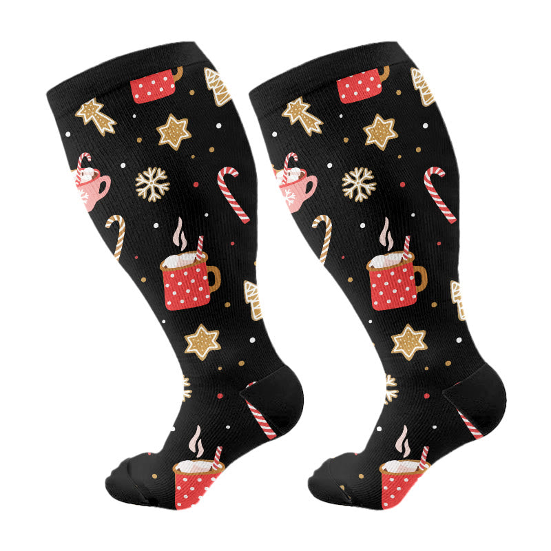 Plusock Plus Size Candy Canes Compression Socks(3 Pairs) - Black(1 Pair) - 4XL - image 5
