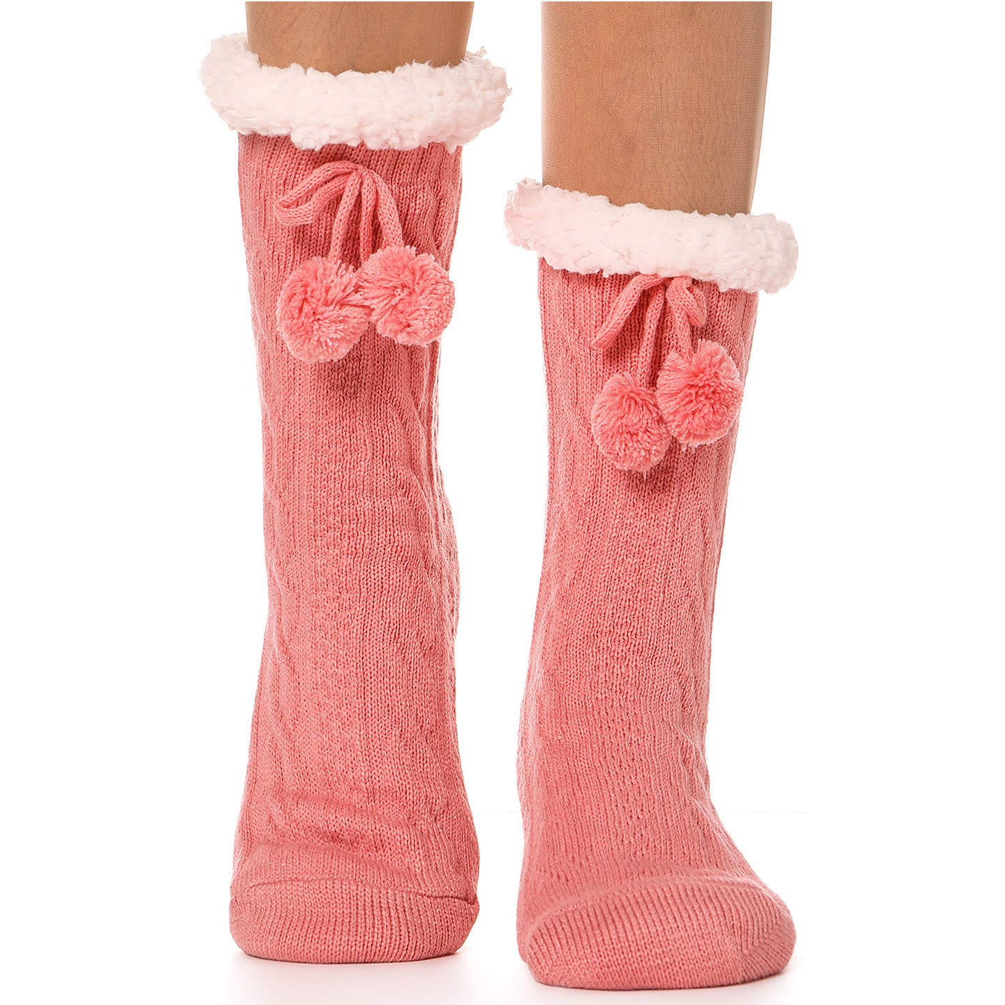 Plusock Plus Size Warm Calf Slipper Socks - Pink - EU40-42(US7-8.5) - image 6