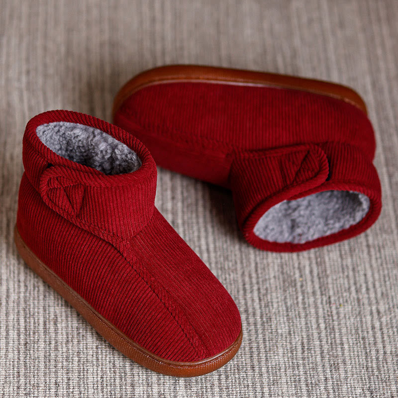 Plus Size Fleece Lined Velcro Slippers - Red - EU47-48(US11-12) - image 14