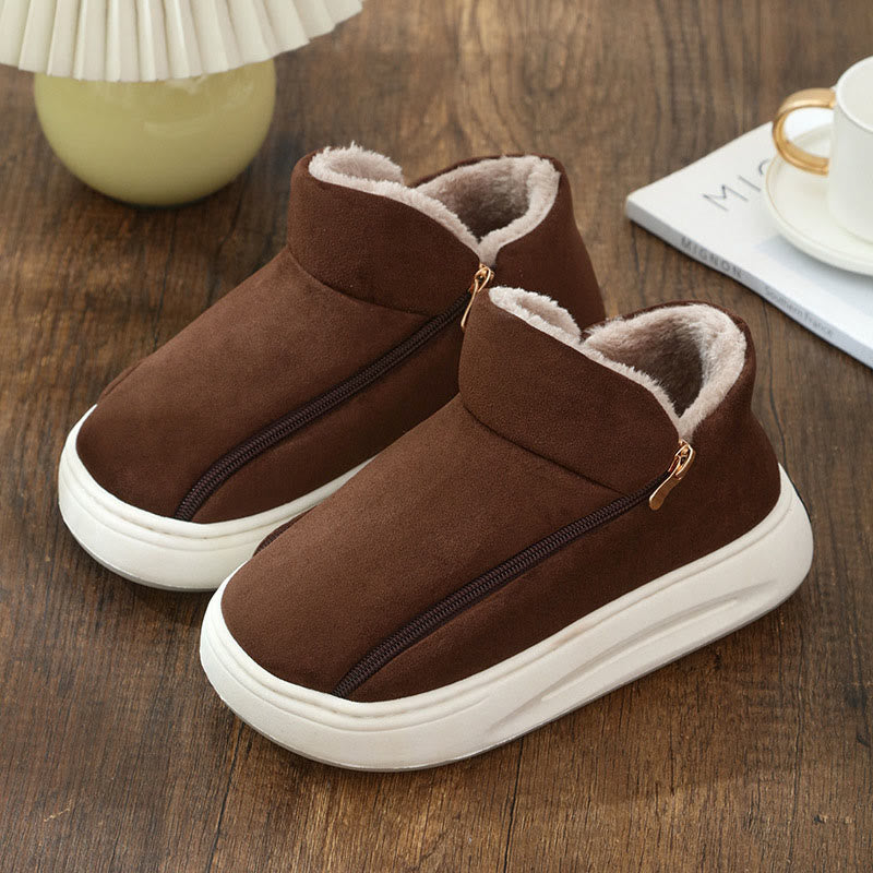 Plus Size Wide Zippper Slippers - Brown - EU42-43(US7-7.5) - image 12
