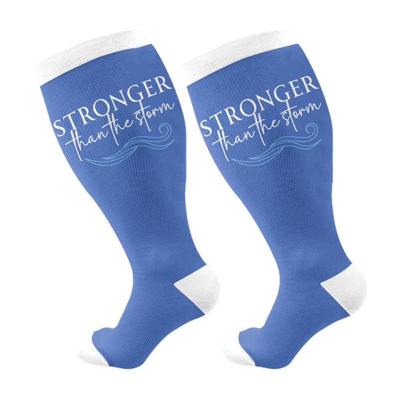 Plus Size Christian Faith Compression Socks - Blue - 4XL - image 11