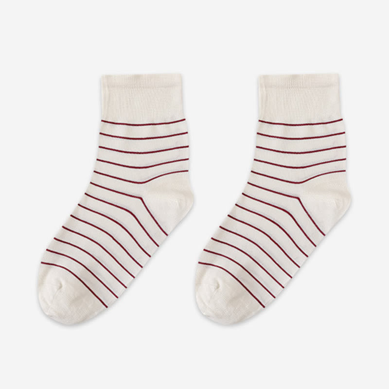 Cotton Stripe Sleep Socks(5 Pairs) - White - EU36-40(US3-7) - image 15