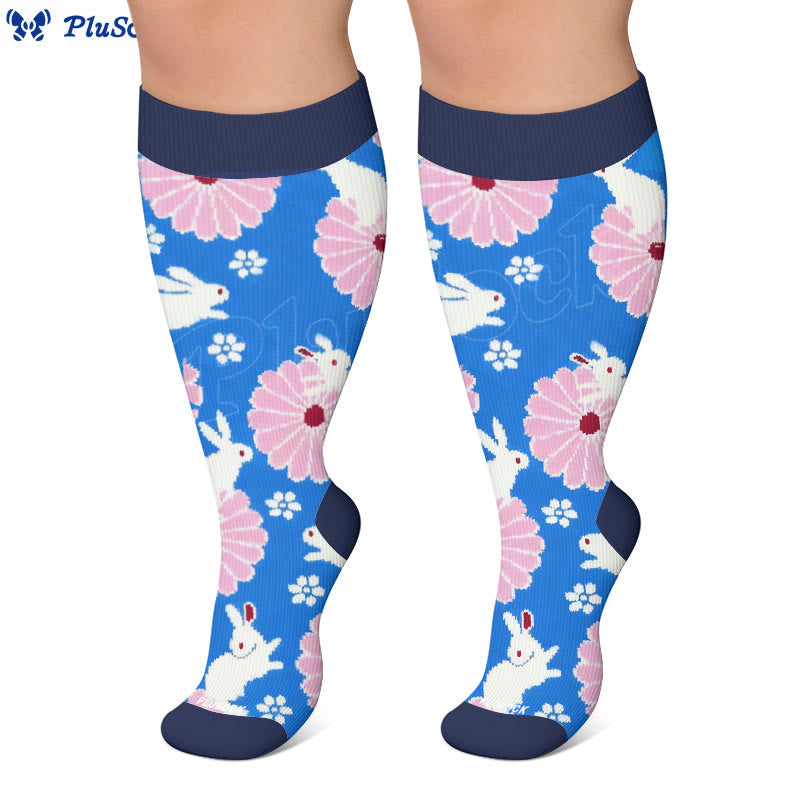Plus Size Floral Bunny Compression Socks - image 7