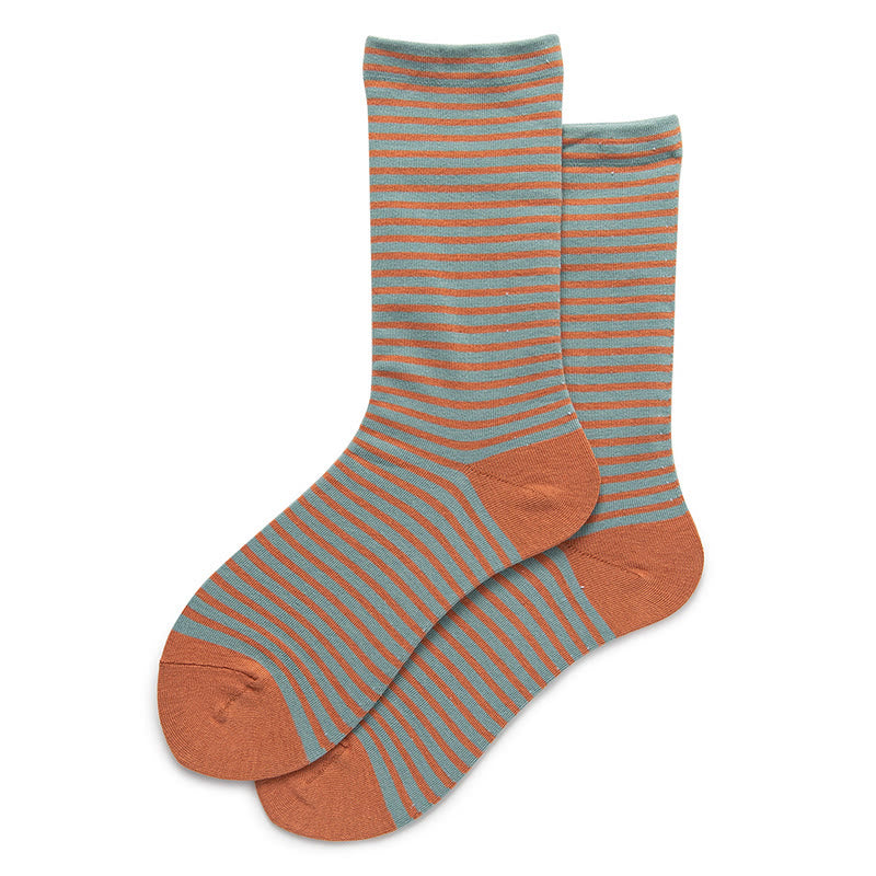 Color Blocked Stripes Sleep Socks(5 Pairs) - Grey - EU36-40(US3-7) - image 14