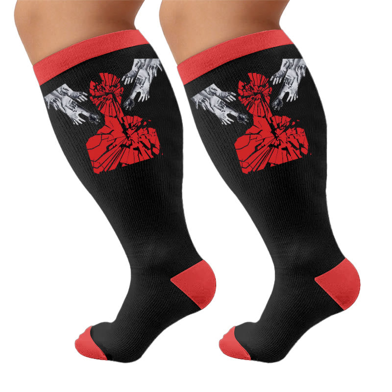 Plus Size Symptom Print Compression Socks - Broken(1 Pair) - 4XL - image 7