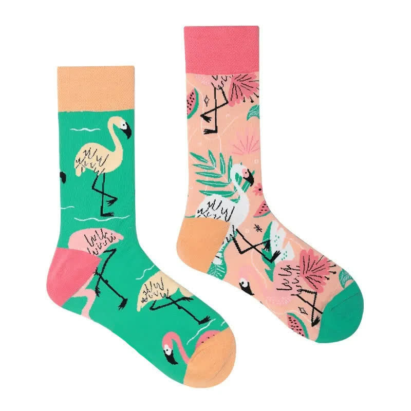 Tropical Flamingo Quarter Socks - image 1