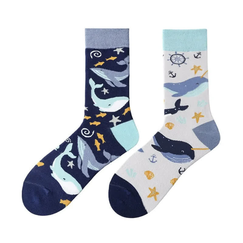 Ocean Whale Quarter Socks - image 1