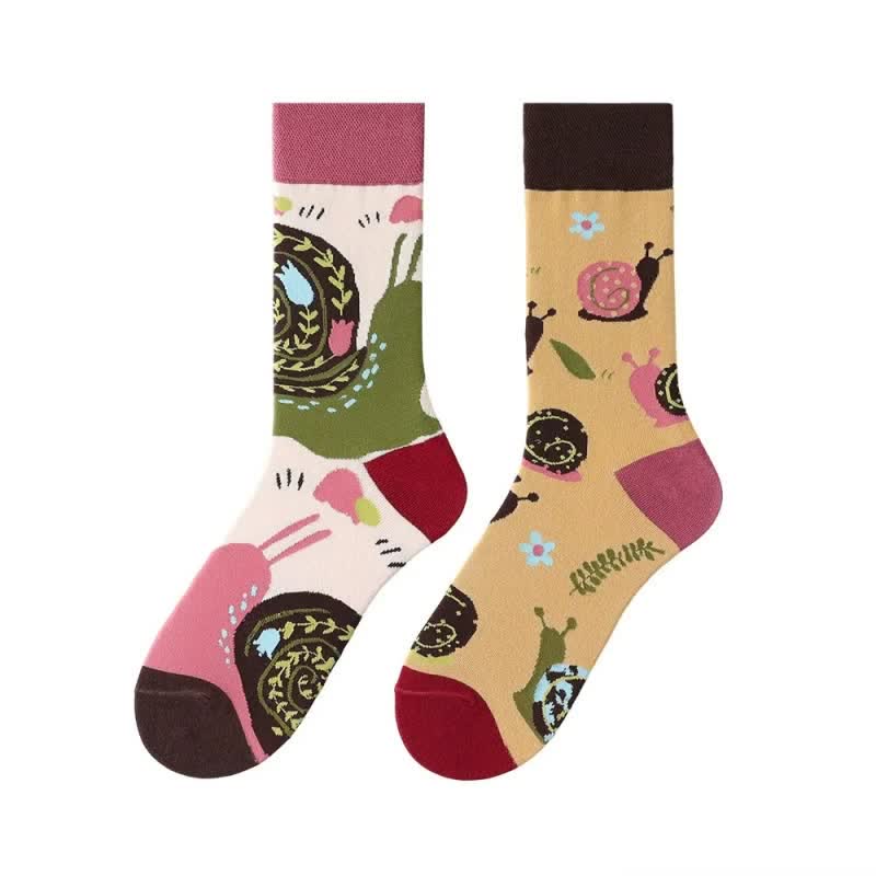 Cartoon Snail Floral Quarter Socks - image 1