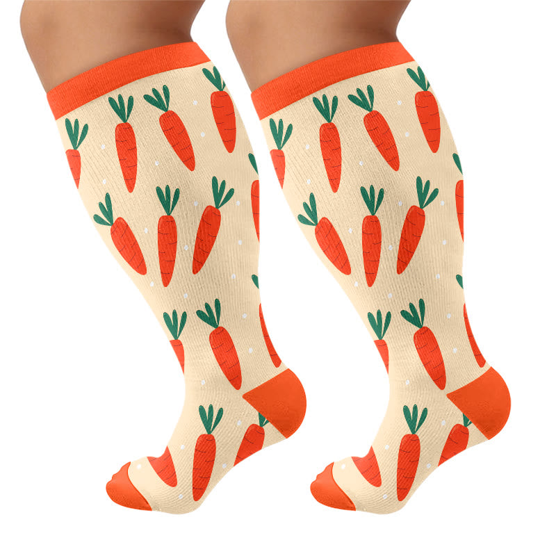 Plus Size Mushroom Tomato Compression Socks - Orange(1 Pair) - 4XL - image 7