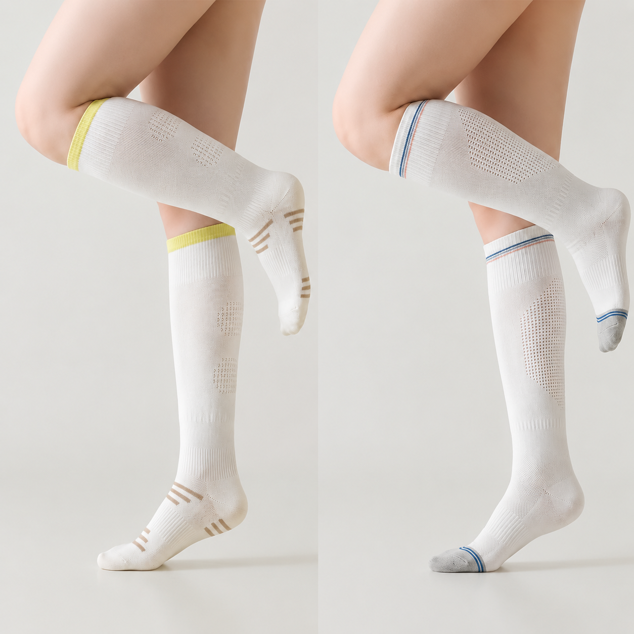 Striped Sport Compression Socks 1 Pairs - White-D+White-E - EU36-39(US3-6) - image 6