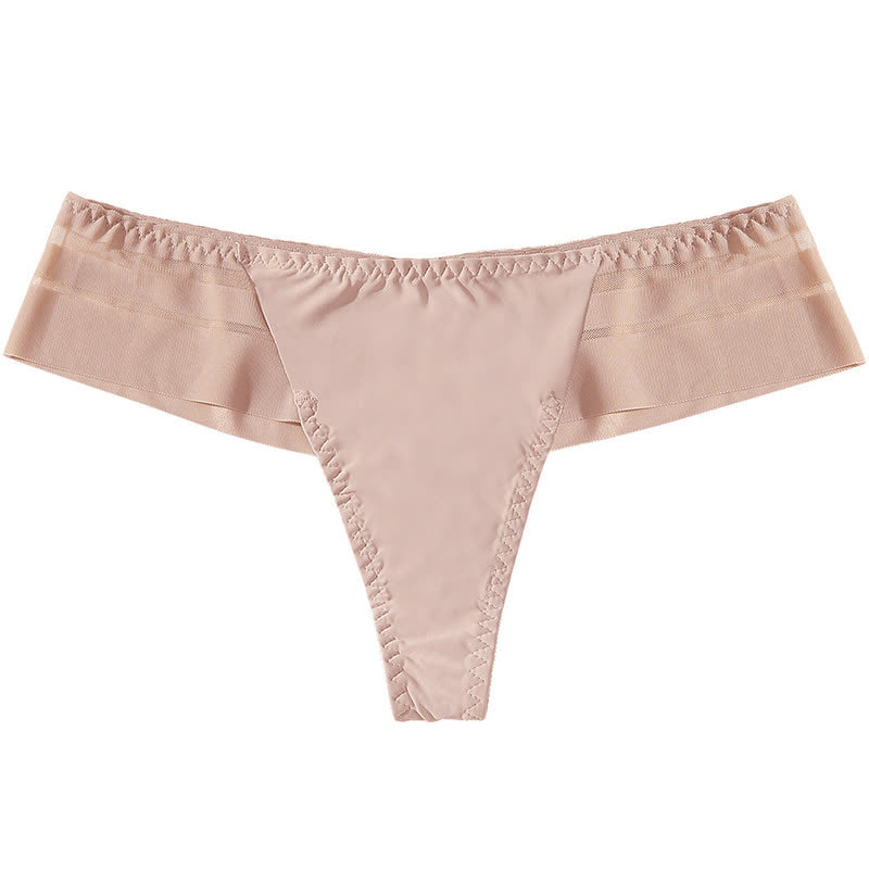Lightweight Sheer Mesh Thong Panties(3 Packs) - Khaki - XL - image 11