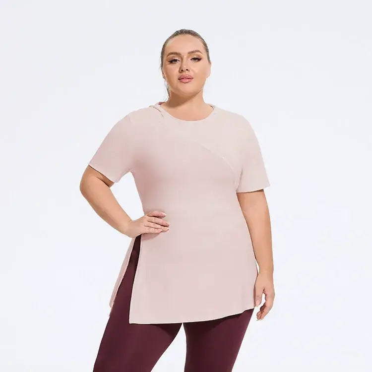 Plus Size Side-Slit Everyday Top - Pink - 4XL - image 5