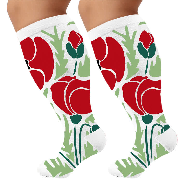 Plus Size Blooming Flowers Compression Socks - image 10