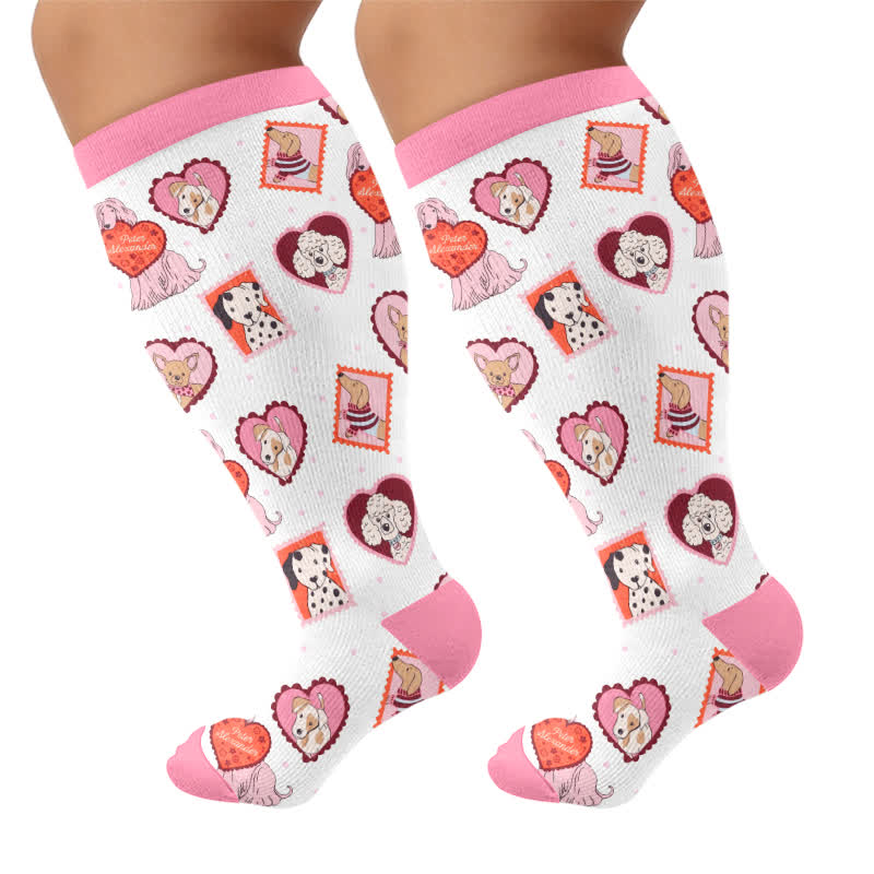 Plus Size Sweetheart Checkered Compression Socks - White(1 Pair) - 4XL - image 10