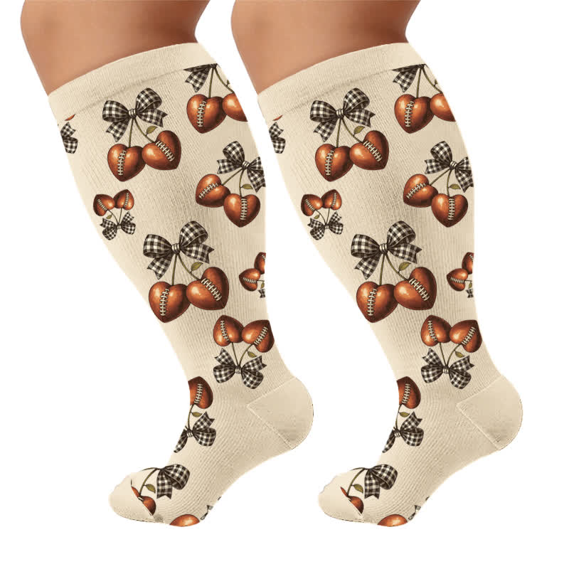 Plus Size Baseball Bow Ribbed Compression Socks - image 10
