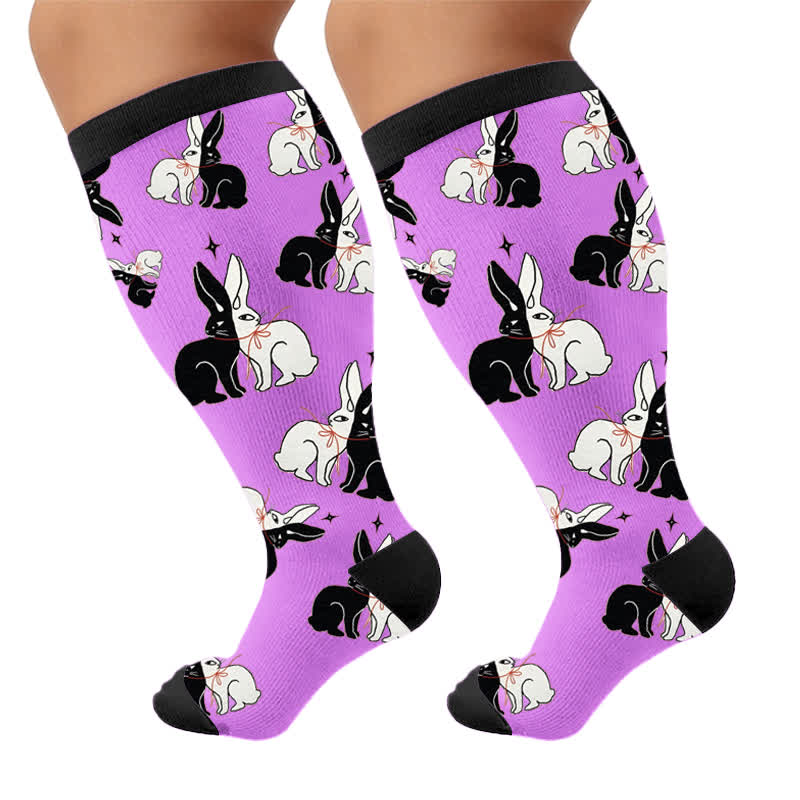 Plus Size Bunny Stripe Compression Socks - image 10