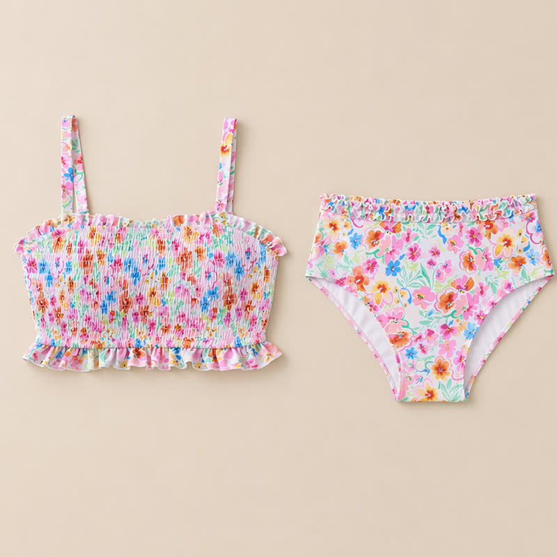 Blush Floral Smocked Bikini Set - image 9