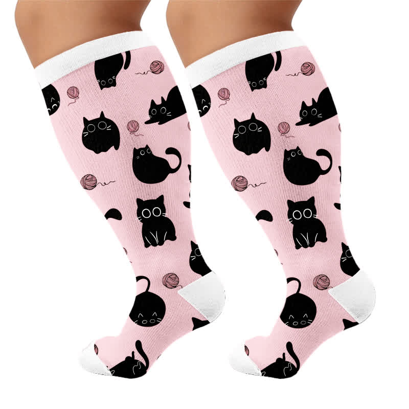 Plus Size Color Pop Cat Compression Socks - image 10
