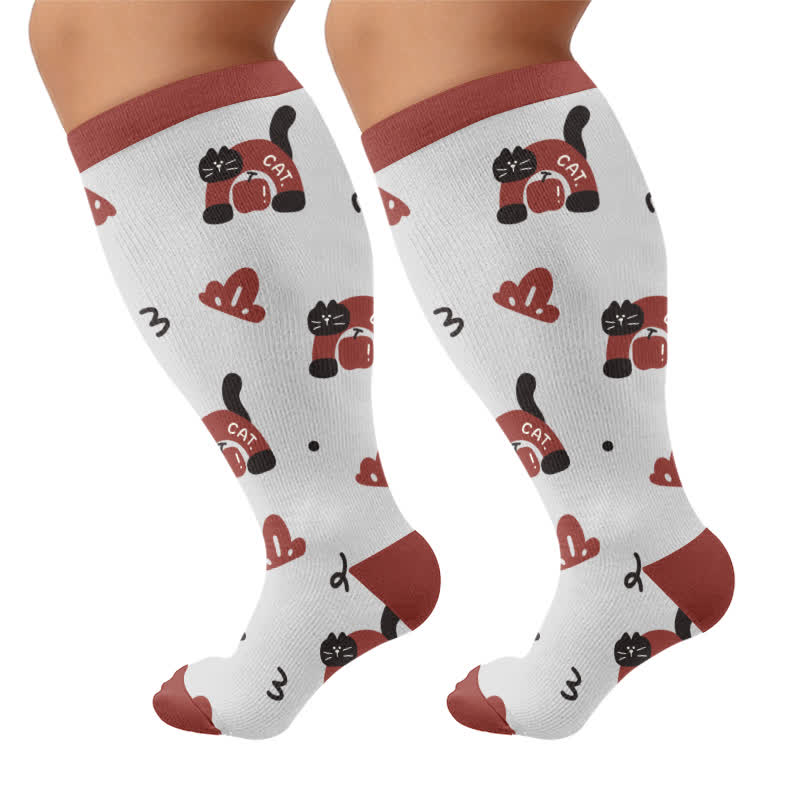 Plus Size Kitty Bloom Compression Socks - Grey - 4XL - image 10