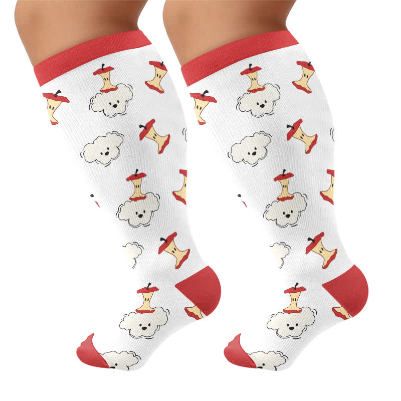 Plus Size Cartoon Cat Dog Compression Socks - Red - 4XL - image 9