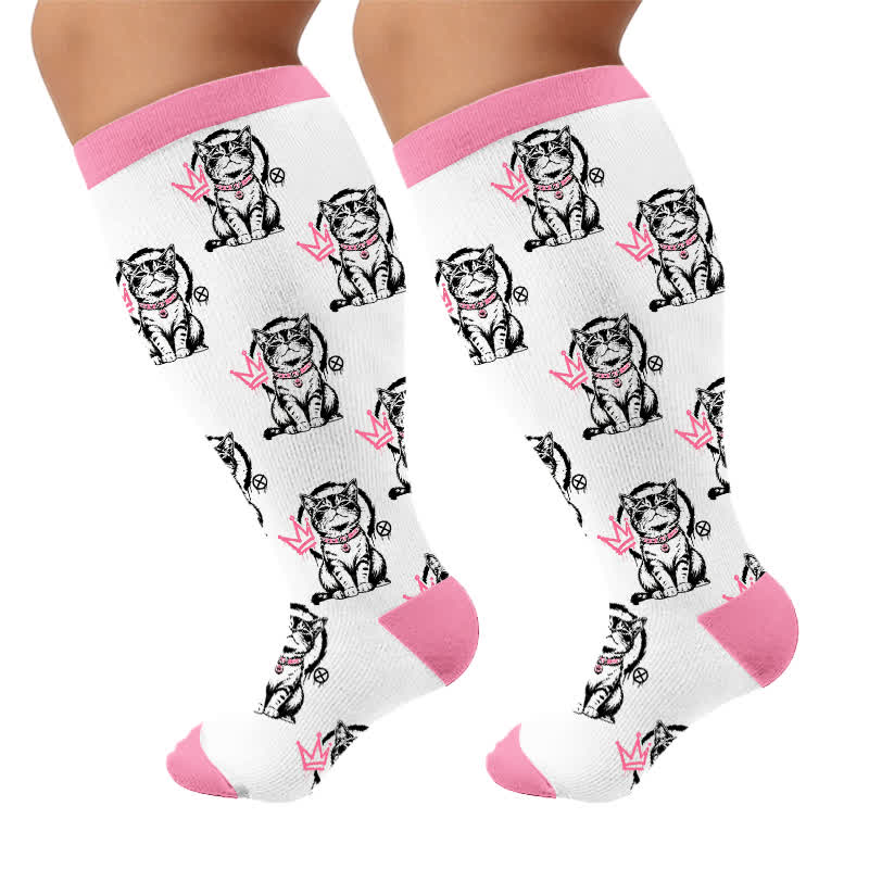 Plus Size Crown Cat Compression Socks - image 10
