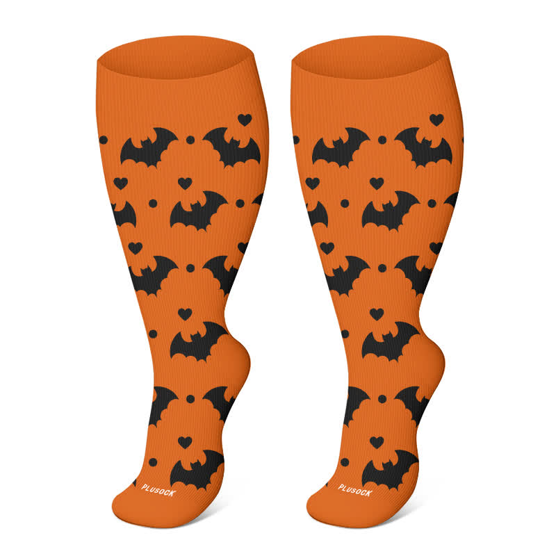 Plus Size Halloween Large Skull Print Compression Socks - Orange-B - 4XL - image 23