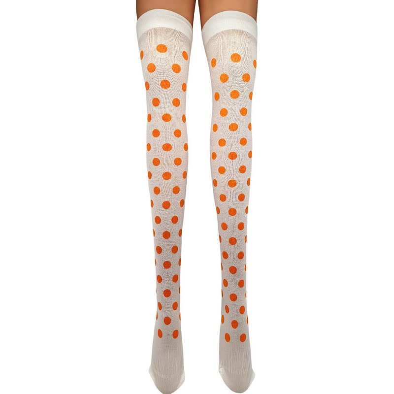 Haloween Sheer Polka Dot Thigh High Socks (3 Pairs) - M - One Size - image 12